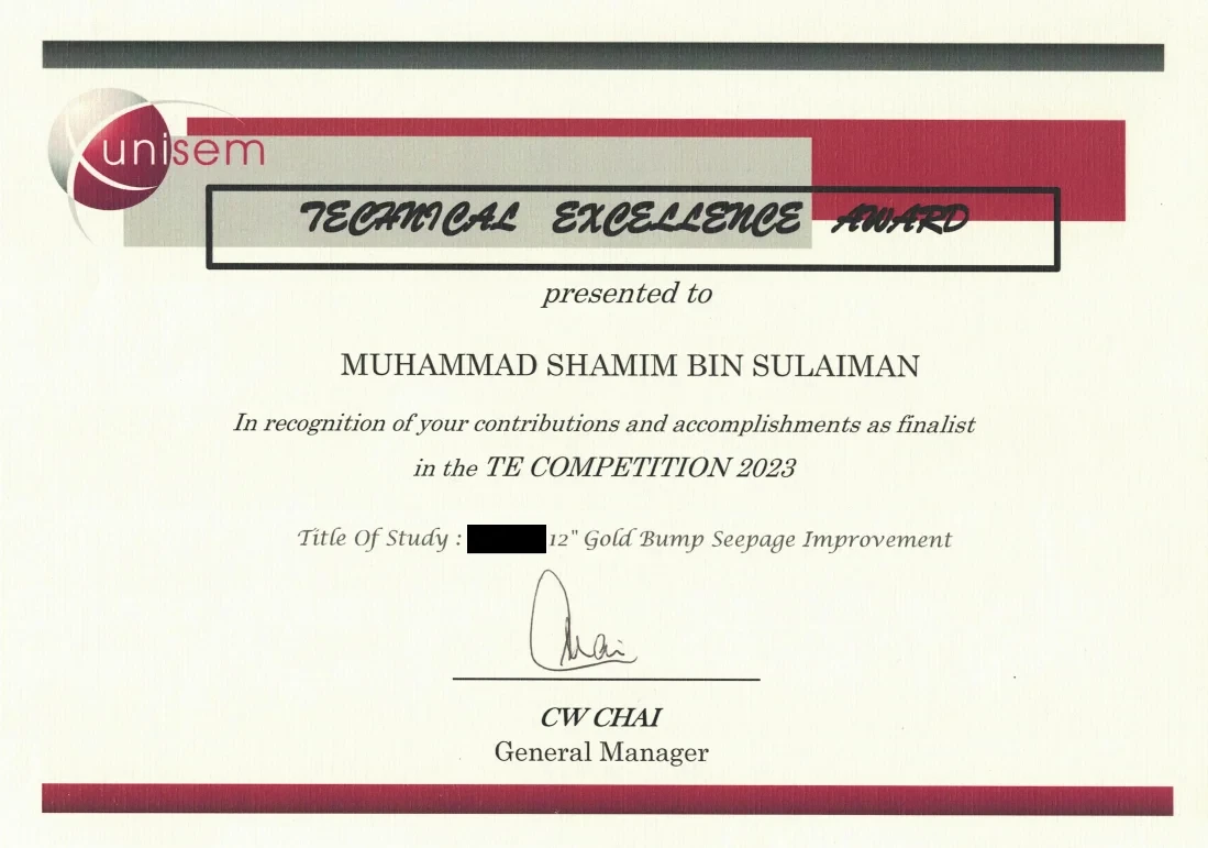 Technical Excellence Award Certification
